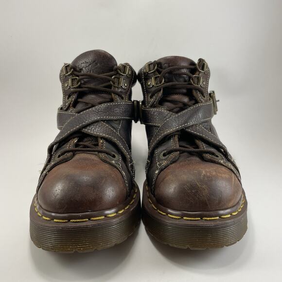 Dr. Martens 9946 Brown Leather Strap Boots Y2K Chunky Platform 10 UK, 11 US Goth main image 10